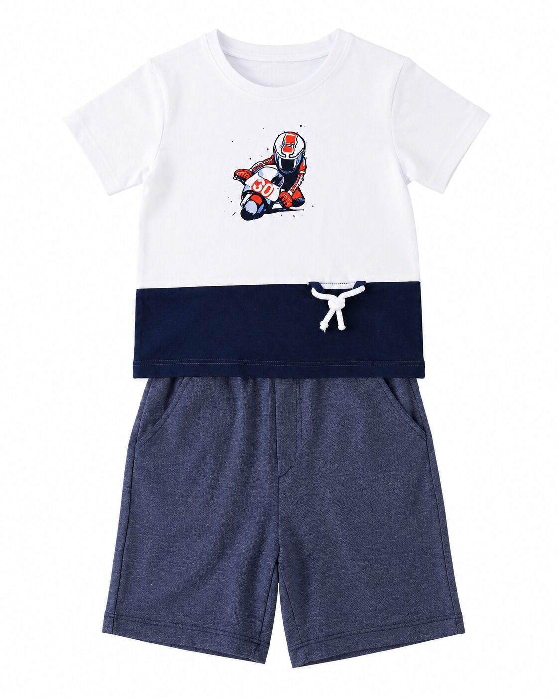 Ensemble T-shirt Et Short Avec Motif Moto